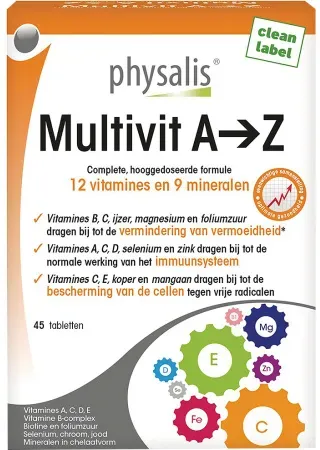 Physalis Multivit A-Z 12 Vitamine Und 9 Mineralien 45 Tabletten