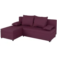 P & B Ecksofa, Lila, Kunststoff, Füllung: Schaumstoffflocken, einmalig seitenverkehrt montierbar, 195x147 cm, Liegefunktion, Rücken echt, Wohnzimmer, Sofas & Couches, Wohnlandschaften, Ecksofas mit Schlaffunktion