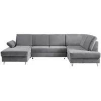 Cantus Wohnlandschaft, Hellgrau, Textil, 5-Sitzer, U-Form, 322x186 cm, seitenverkehrt erhältlich, Schlafen auf Sitzhöhe, Rücken echt, Wohnzimmer, Sofas & Couches, Wohnlandschaften, Wohnlandschaften in U-Form