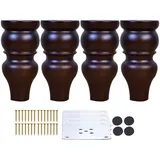 4 Stück Massivholz Ersatz Möbelfüße, Moderne Vintage Schrankfüße, Antike Möbelbeine mit Montageplatten Schrauben, für TV-Ständer Couchtisch Sofa Couch Ottomane (15cm/5.91in)
