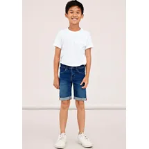 NAME IT Jeansshorts "NKMSILAS SLIM DNM L SHORT", Mädchen, Gr. 104, N-Gr, blau (medium, blau), Denim/Jeans, Obermaterial: 72% Baumwolle, 26% Polyester, 2% Elasthan, unifarben, slim fit kurz, Jeans Jeansshorts, Baumwollmischung, Stretch, Umschlagsaum, Topseller