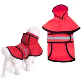 huihuijia Regenmantel Für Hunde Wasserdicht Regenjacke Hund Hundemäntel wasserdicht und warm Welpenregenmantel Hundemäntel für mittlere Hunde Wasserdicht red,Medium