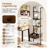 COSTWAY Bücherregal, 5-stufiges Leiterregal mit Schublade, Wandmontage, Metall braun