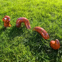 Paul Deko-Wurm M rot Länge 38cm Garten-Figur Outdoor Beet Rasen Tier-Skulptur