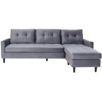 byLIVING Ecksofa Atlanta, Dunkelgrau - dunkelgrau, Schwarz,