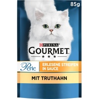 Gourmet Perle Erlesene Streifen Katzenfutter nass, mit Truthahn, 26er Pack (26 x 85g)