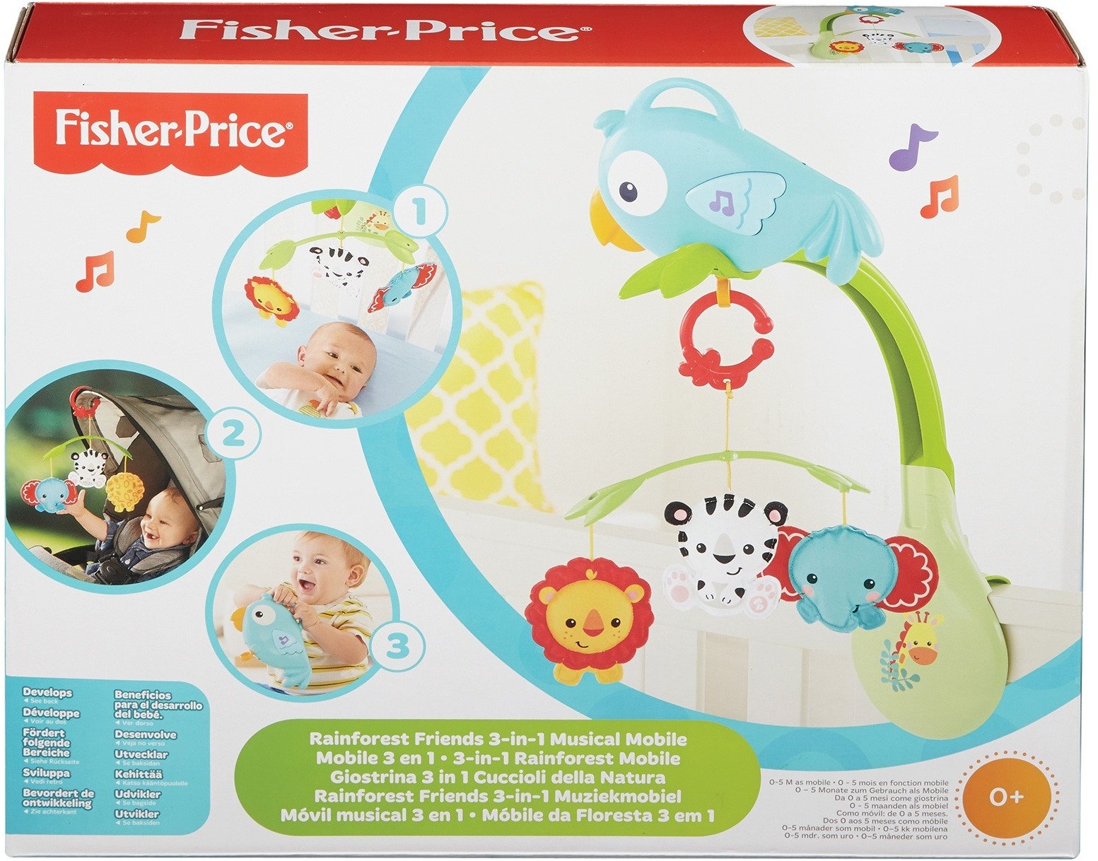 Fisher Price CHR11 3-in-1 Rainforest Mobile, mehrfarbig