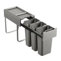 Svita Einbaumülleimer 30L (3x10L) 3 Fächer mit Deckel Mülltrennsystem - Grau