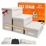 Hundetreppe mit Stauraum, 43 cm hoch, Hundetreppe für hohe Betten, faltbare Haustiertreppe, Geschenk für kleine, mittelgroße oder große Hunde, Welpen für Bett, Couch, Hunderampe für Auto, hält bis zu