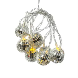 SATISFIRE Discokugel Lichterkette 10 kleine Spiegelkugel für Deine Party Batteriebetrieb