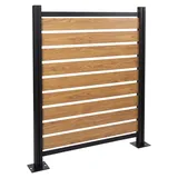 Alu Mülltonnen-Zaun HWC-K57, Basiselement Mülltonnenverkleidung, Holzoptik erweiterbar 130x110x6cm hellbraun - Braun