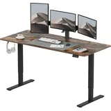 SANODESK Elektrischer Höhenverstellbarer Schreibtisch 180 x 80 cm, Ergonomischer Tischplatte, Steh-Sitz Tisch Computertisch, einfache Montage (braun) - Schwarz/Braun