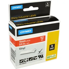 Dymo Label Band IND 1805422 weiß auf rot 19mm x 5,5m Vinyl