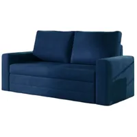 Luxusbetten24 Schlafsofa Designer Schlafsofa Wave, mit Stauraum blau