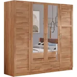 Home affaire Kleiderschrank Sabrina, natürlicher Landhausstil, mit Innenausstattung Spiegel und Schubladen, teilmassiv,Buche oder Eiche, FSC-zertifiziert beige 192 cm x 200 cm x 60 cm
