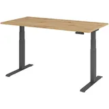 HAMMERBACHER XDKB16 elektrisch höhenverstellbarer Schreibtisch asteiche rechteckig, C-Fuß-Gestell grau 160,0 x 80,0 cm