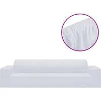 vidaXL Stretch Sofahusse 4-Sitzer Weiß Polyester-Jersey