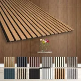 HEXIM Lamellen Akustikpaneele 1,67 m2 flexible Wandpaneele 278x60cm MDF Wandverkleidung schalldämmend:Teak - AP09, 4 Paneele - 6.68m2