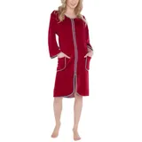 Aquarti Damen Velours Bademantel Morgenmantel Kurz mit Reißverschlus in weinrot | Gr.: 3XL