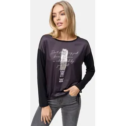 Langarmshirt DECAY, Damen, Gr. M, schwarz, 65% Viskose, 35% Polyester, bedruckt, Rundhals, Langarm, Shirts, mit schimmerndem Frontprint