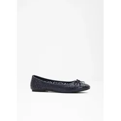 bonprix Ballerina in bequemer Weite, blau, 42, Vegan