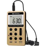 V112 Mini-Taschen-FM-Radio, tragbares Radio, FM AM, wiederaufladbarer Walkman, Wecker, Kopfhöreranschluss, Outdoor, geeignet zum Laufen, Sport,