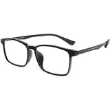 KoKoBin Ultraleichte Lesebrille Vollrandfassung aus TR90 Blaulichtfilter rechteckige Lesebrillen für Damen und Herren (Schwarz, 1)