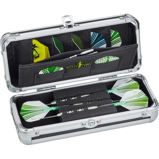 Casemaster by GLD Products Sole Aluminium-Darttasche mit schlankem Profil, für 3 Dartpfeile mit Stahlspitze und weicher Spitze, mit integrierten Taschen für weiteres Zubehör, Schwarz