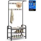 VASAGLE Schuhbank 33,7 x 72 x 183 cm 4-in-1 Design / Greige-schwarz