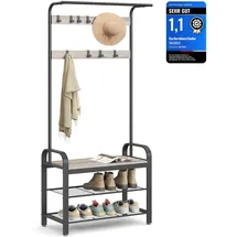 VASAGLE Schuhbank 33,7 x 72 x 183 cm 4-in-1 Design / Greige-schwarz