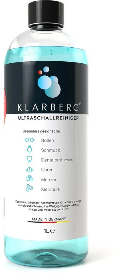 Preisvergleich Produktbild Klarberg Ultraschallreiniger Konzentrat für Ultraschallreiniger, Reinigung von Brillen, Schmuck, Zahnersatz, Uhren im Ultraschallbad 1000 ml