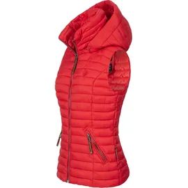 Navahoo Damen Übergangsjacke leichte Steppweste mit Abnehmbarer Kapuze Shadaa Rot Gr. XL - XL