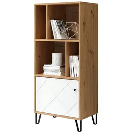 trendteam Bücherregal 63 x 136 x 40 cm Weiß/Eiche