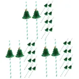 MAGICLULU 3 Sätze Weihnachtsbaum Gestreifte Strohhalme Urlaub Party Dekoration Getränk Saft Strohhalme Weihnachtsdeko Stroh Papierstrohhalme Weihnachten Schaumstoff-glühstäbchen 10 Stück * 3