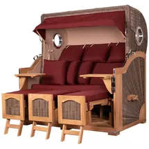 bene living Strandkorb Ammersee Grande XXL 3-Sitzer Teak - PE grau - Modell 550, BxTxH: 170x95x170 cm, Volllieger, Ostsee-Strandkorb, (Strandkorb-Komplettset, 5-tlg., Strandkorb inkl.