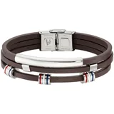 Bruno Banani "Schmuck", weiß (edelstahlfarben, braun, blau, rot, weiß), Armbänder, Damen, Edelstahl Leder, Edelstahl, Leder, Lederarmband