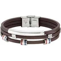 Bruno Banani "Schmuck", weiß (edelstahlfarben, braun, blau, rot, weiß), Armbänder, Damen, Edelstahl Leder, Edelstahl, Leder, Lederarmband
