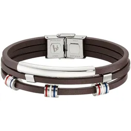 Bruno Banani "Schmuck", weiß (edelstahlfarben, braun, blau, rot, weiß), Armbänder, Damen, Edelstahl Leder, Edelstahl, Leder, Lederarmband