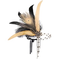 Duriya Damen 1920s Stirnband Blatt-Medaillon Kristall Feder Art Deco Gatsby Kostüm Accessoires 20er Jahre Accessoires Flapper Feder Haarband Charleston für Karneval Fasching Kostüm (C-Gelb)