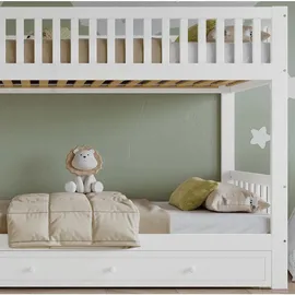 Okwish Etagenbett 90 x 200 cm Kiefer massiv weiß