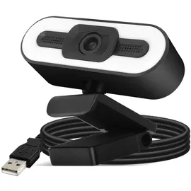 Avizar 1080P HD-Weitwinkel-Streaming-Webcam mit LED-Licht + Mikrofon - Schwarz - Schwarz