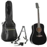 Red Hill Westerngitarre Red Hill D-1 BK, Dreadnought, Linde & Mahagoni, 6 Saiten, Hochglanz, inkl. Gitarren-Accessoires, Ideal für Einsteiger & Fortgeschrittene