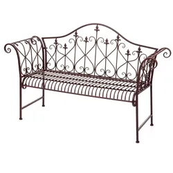 Gartenbank MCW-H78, Parkbank Sitzbank, 2-Sitzer Metall mit Verzierungen Rost-Optik braun 150cm ~ ohne Sitzkissen