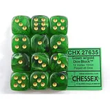 Chessex W6x12 Würfelset Vortex Grün/Gold