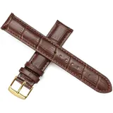 Ersatzuhrenarmband Leder Lederband für Männer Frauen 12mm-22mm-Uhrenarmband braun Gold,18mm
