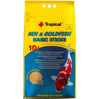 KOI&Goldfish Basic Sticks 10L / 800G - Teichfischfutter, schwimmende Sticks für die tägliche Fütterung von Koi, Goldfischen