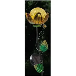 HGD Gartenstecker "Blume" mit LED-Solar- Beleuchtung, Metall-Glas, wetterbeständig