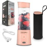 Zeegma Vitamine GO Tragbarer Mixer für Cocktails und Smoothies 300W, Personal Blender, Mini-Mixer 450ml mit 6 Klingen, 2 Geschwindigkeiten 5000 maH, 25 Anwendungen pro Ladung