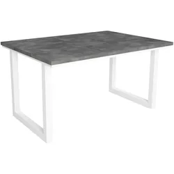 SKRAUT HOME Esstisch, Küche, Esszimmer, 140x90x75cm, Für 6 Personen, Holzbeine, Industriestil, Zementgrau - 129_35