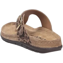 ROHDE Damen Pantolette Leder Zehentrenner mit Leopardenmuster Rodigo-D 5891, Größe:40 EU, Farbe:Beige - 40